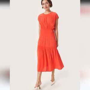 NWT Soaked in Luxury Layna Dress Elegant  Red Midi Smocked Waist Size Small